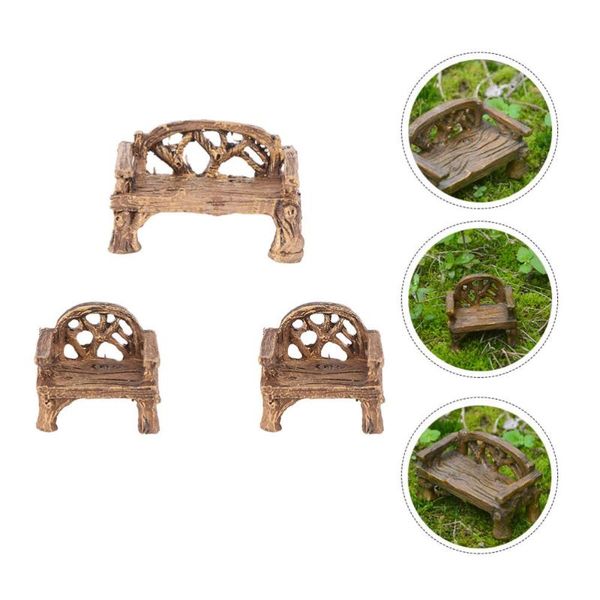 

carpets 3pcs mini garden furniture micro landscape decor miniature chair bench