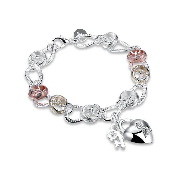 

charm bracelets simple water drop silver lobster buckle bracelet 925 sterling color lucky, Golden;silver