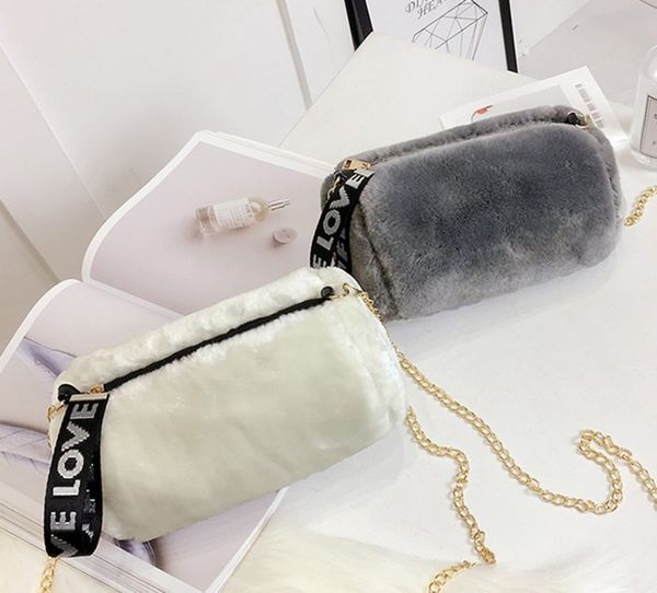 

hbp women's korean new fashion cylinder small bag versatile chain clip single shoulder slung plush