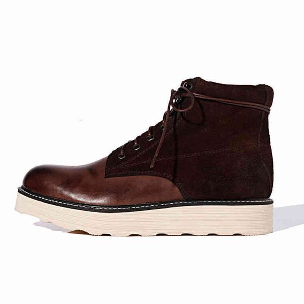 

boots fashion spring platform mens shoes male lace up solid ankle round toe thick sole 10#20/20d50 rzfx, Black