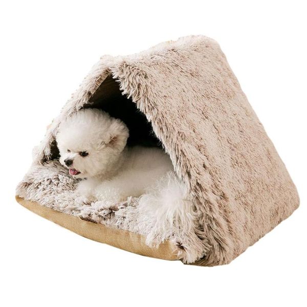 

cat beds & furniture tent cave for kittens and small dogs soft indoor enclosed covered pets with removable pad cozy warm nest slee