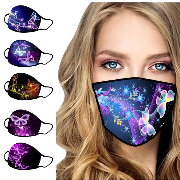 

2021 women's 3d flying butterfly printed cotton black breathable dust mask