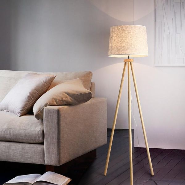 

floor lamps simple solid wood standing light e27 fabric shade wooden lights decor for indoor el lighting
