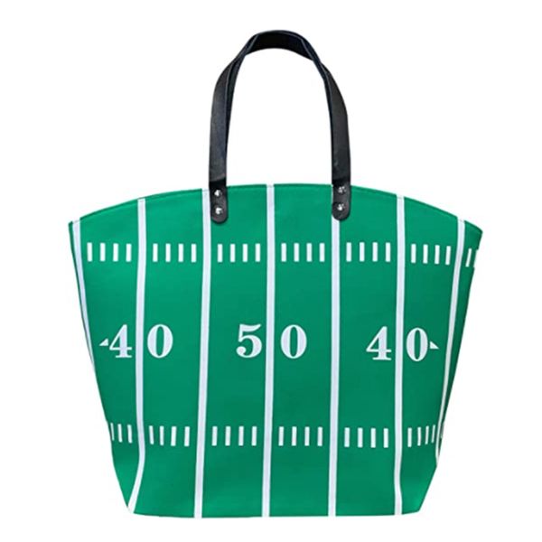 

green football canvas tote bag handbag large oversize sports