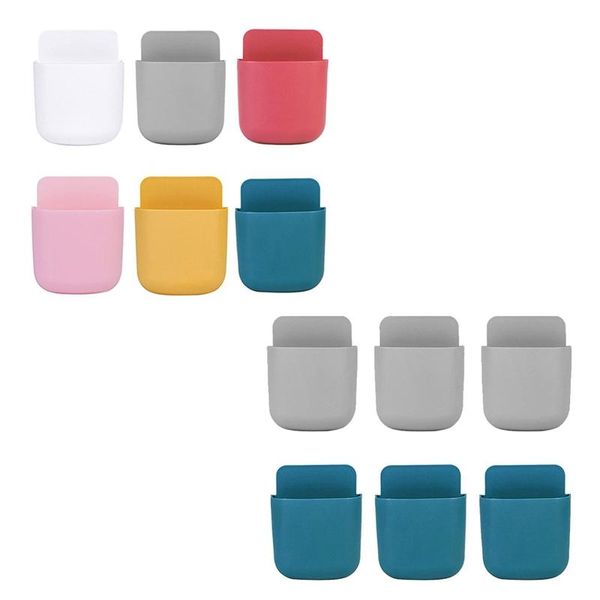 

hooks & rails 6 pack self-adhesive wall beside mount remote control phone pencil glasses multi-functional storage holder