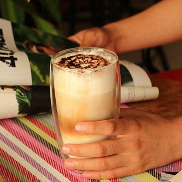 

mugs heat resistant double wall glass coffee/tea cups travel coffee with the handle drinking s glasses