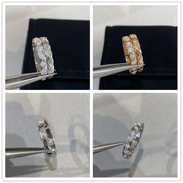 

cluster rings trendy geometry brand rhombic pattern narrow version plaid folding ring women men lovers' couple jewelry item y78, Golden;silver