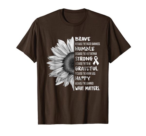 

sunflower white ribbon lung cancer awareness t-shirt, White;black
