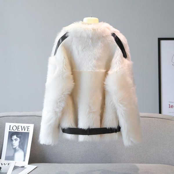 

women's fur & faux winter fashion in one short jacket lamb wool coat real sheepskin silhouette young, Black