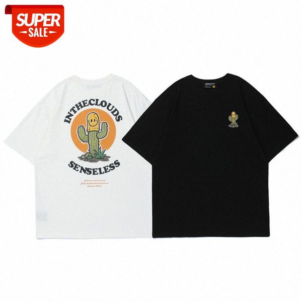 

mansclot cactus print round neck short sleeve t-shirt male half #6c5l, White;black