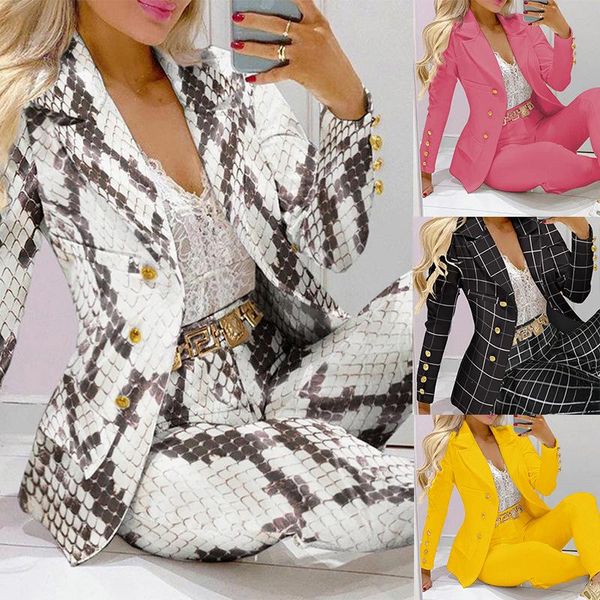 

women's two piece pants spot 2021 autumn and winter straight-leg casual suit jacket two-piece, White