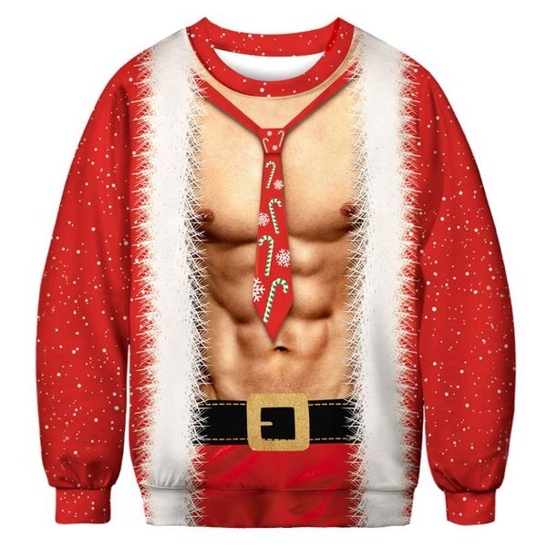 

men's sweaters funny novely ugly muscles print casual christmas jumper autumn winter plus size 2021 festival xmas pullovers, White;black