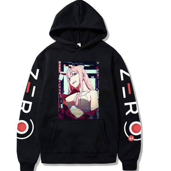 

men's hoodies & sweatshirts japanes anime 2021 darling in the franxx print funny zerotwo street style casual sportswear men women, Black