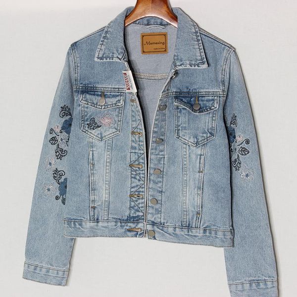 

women's jackets women embroidery short denim jacket basic coat korean fashion female jeans blue loose casual student outerwear, Black;brown