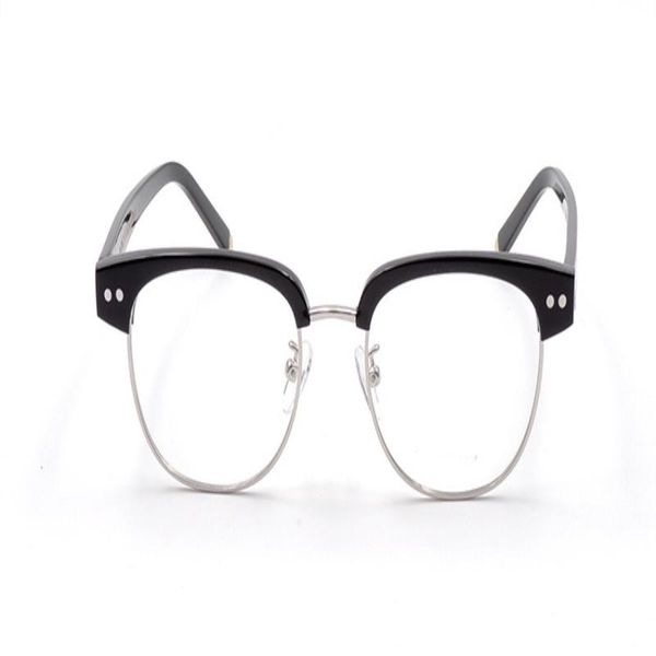 

oem-factory glasses metal+plank fan-art 49-19-145 high-quality frame prescription glasses full-set eye-brow case frame fibgv, White;black