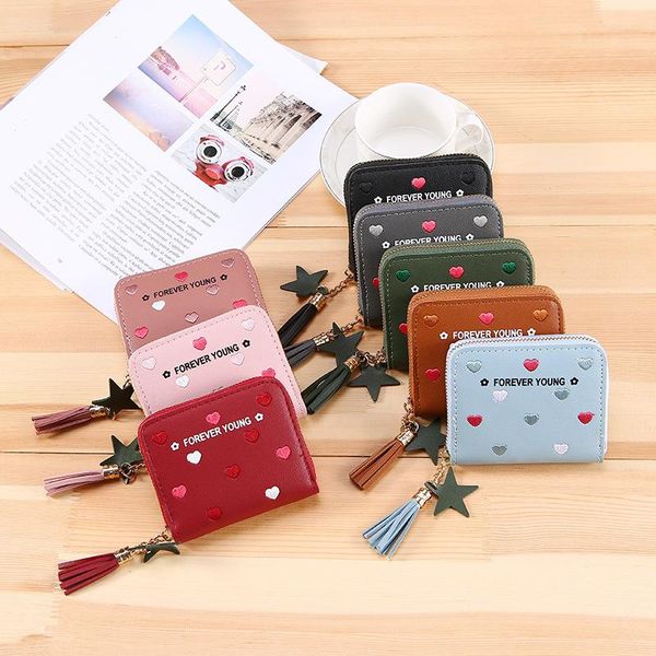 

wallets 2021 genuine leather women wallet female short clutch lady mini small folding coin card holder, Red;black