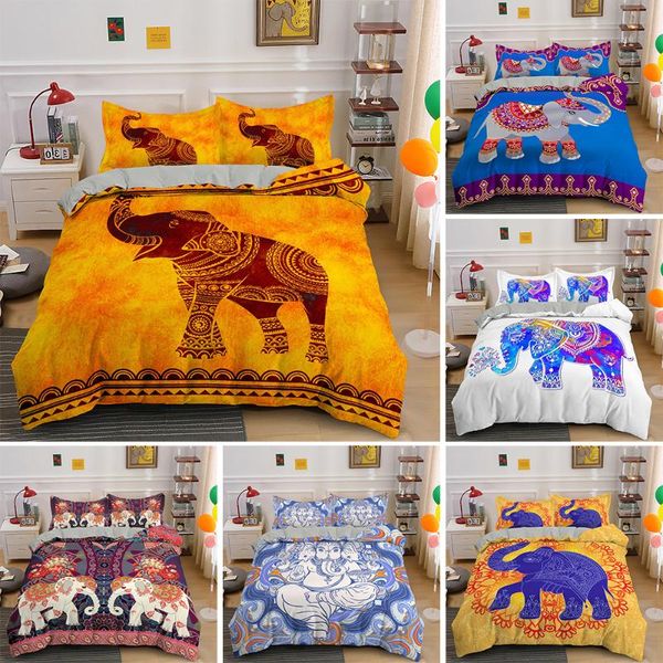 

bedding sets boho elephant  king size 2/3pcs duvet cover set with pillowcase hippie quilt covers bed linen