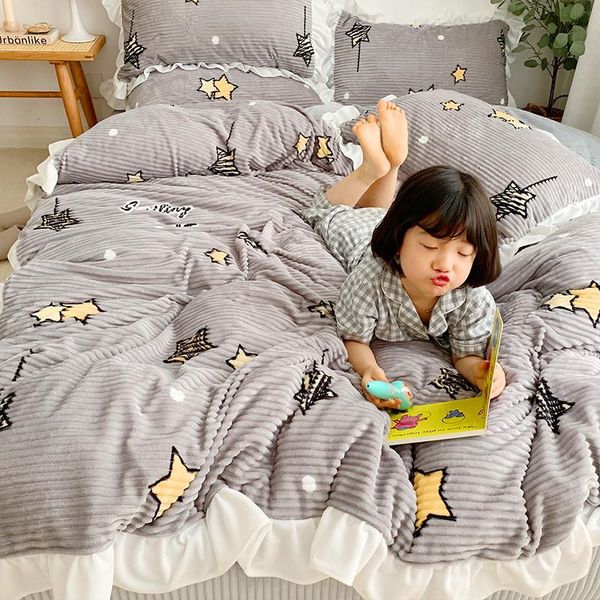 

sheets & sets wishing elf double-sided magic velvet korean crystal home textile quilt cover four-piece set sheet