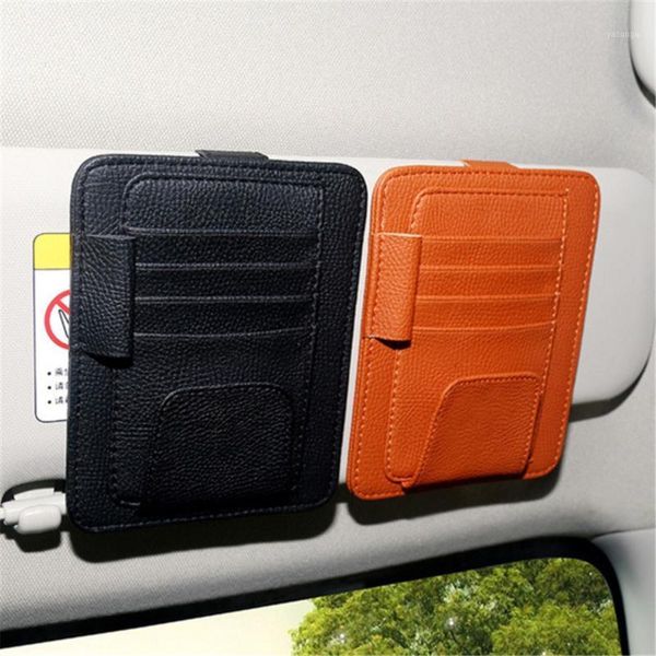 Sacos de Armazenamento Padrão de couro Carro Sun Visor Bill Arquivo Glipe Card Clip Slot 4 Cores Suporte de Saco de Gás de Alta Velocidade