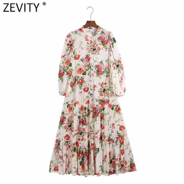 

women elegant red floral print pleats patchwork midi shirt dress lady single breasted vestidos chic a line dresses ds8392 210603, Black;gray