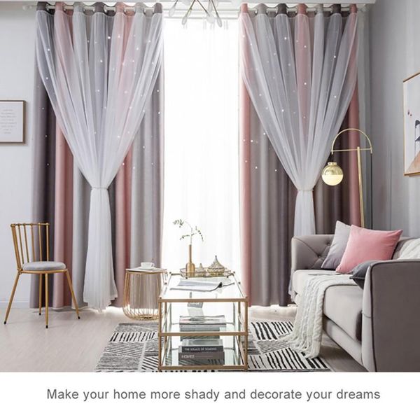 

curtain & drapes shading gradual curtains star living room double hollow-out hangings clothes for bedroom shade heat insulation
