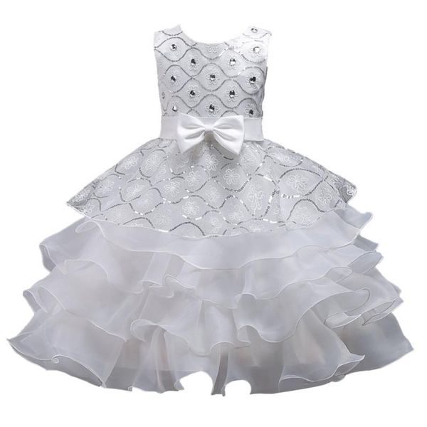 

girl's dresses children girls diamond lace ruffles sequins dress party formal flower gown wedding princess big bowtie summer for gift, Red;yellow