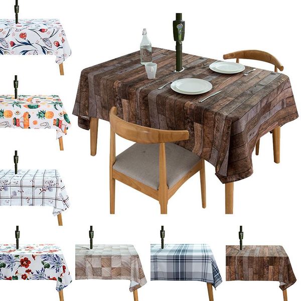 

table cloth polyester waterproof tablecloth printed outdoor zipper with umbrella hole beach