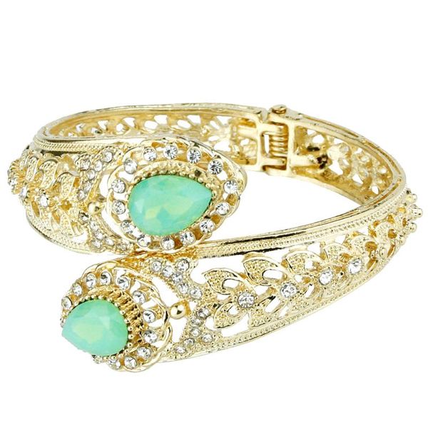 

bangle sunspicems gold color morocco jewelry mint green women bracelet hollow pattern simulation bride wedding bijoux, Black