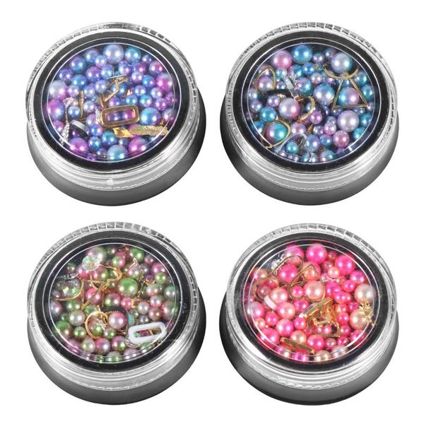 

nail art decorations 4 box manicure ornament gradient color fairy pearl rhinestone jewelry mixed metal simulation sea animal accessories for, Silver;gold