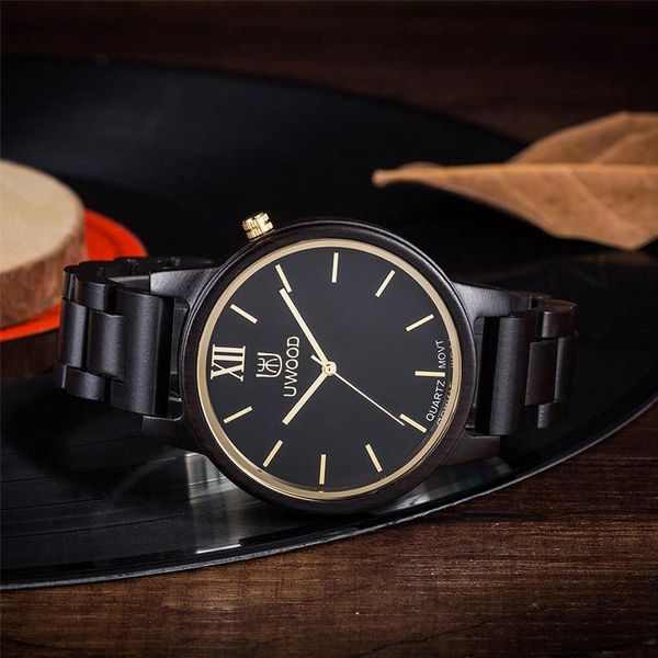 

wristwatches uwood wooden watches quartz men slender strap wood bamboo watch for relogio masculino husband gift, Slivery;brown