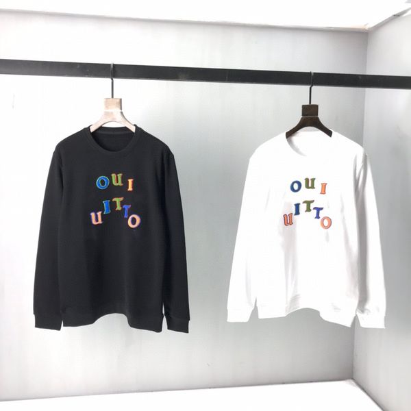 

men's loose cotton sweatshirts ladies hoodies round neck couple color letters casual autumn and winter student sweaters 002, Black