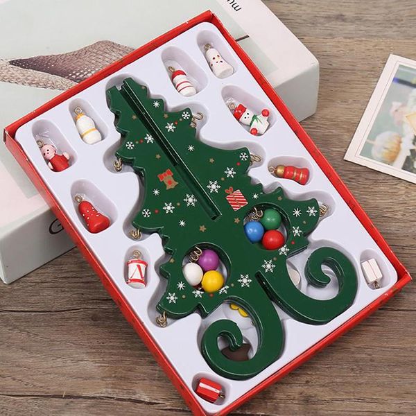 

christmas decorations handmade stereo wooden tree white/green/gold children's layout ornaments