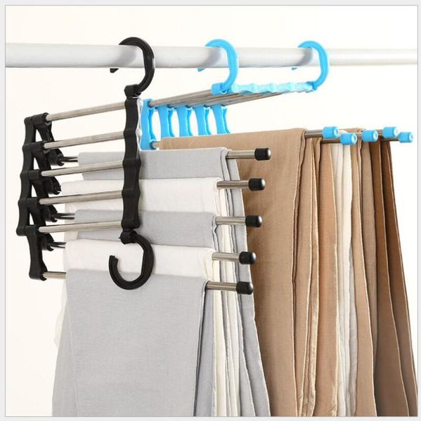 

hangers & racks 5 in 1 folding multifunctional multi-layer stainless steel pants rack home hanger clothes storage
