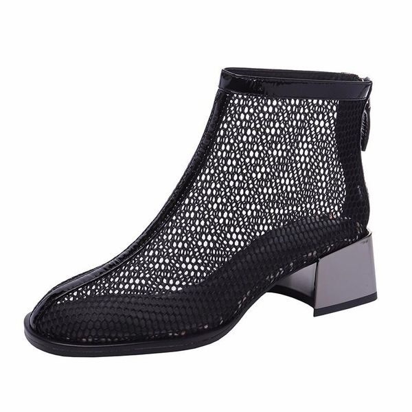 

sandals 2021 spring and summer mesh hollow women's in the heel breathable net boots fashion short tube, Black