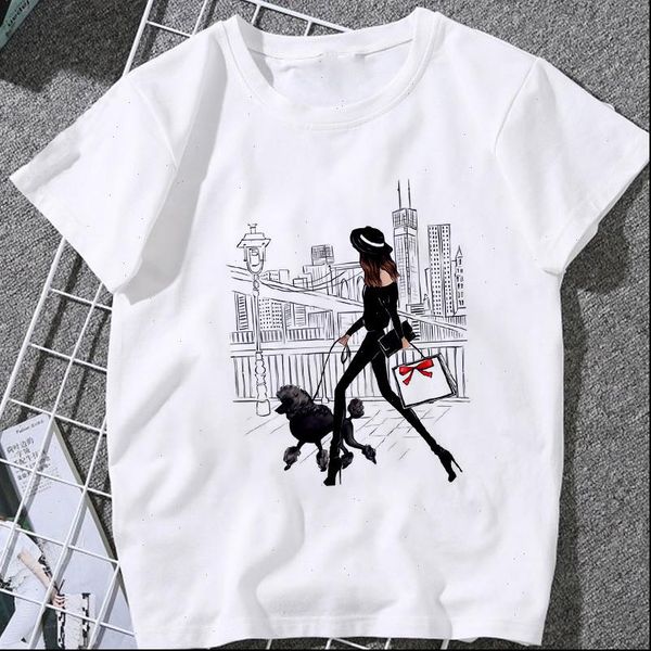 

2021 new summer women t shirt graphics print harajuku leisure streetwear female clothing tshirt fashion hipster o neck t shirt, White