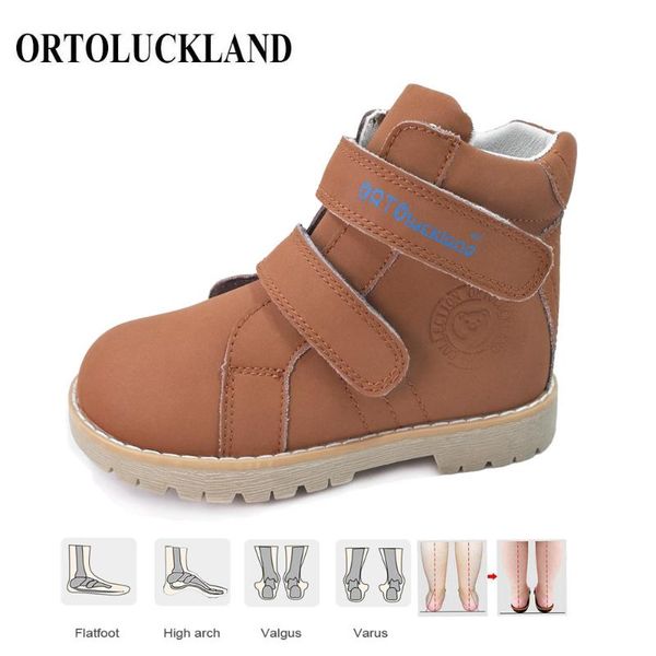 

athletic & outdoor ortoluckland children footwear kids leather casual shoes orthopedic girls autumn spring brown navy blue purple ankle boot, Black
