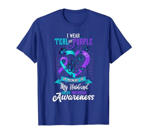 

i wear teal and purple for my husband suicide prevention tee, White;black