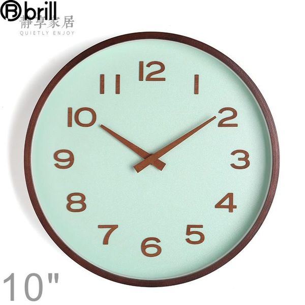 

nordic green wall clock wood silent kitchen modern clocks wall home decor wooden needle office decoration art decor horloge