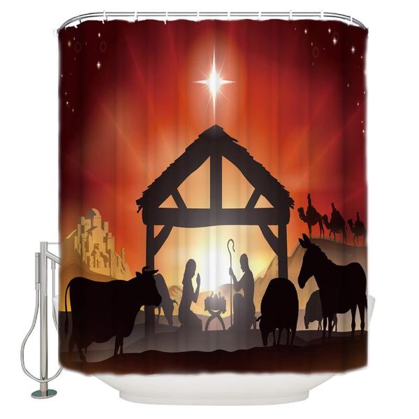

shower curtains christian manger baby jesus curtain waterproof polyester bath