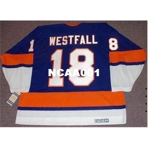 

001 #18 ed westfall new york islanders 1973 ccm vintage retro hockey jersey or custom any name or number retro jersey, Black