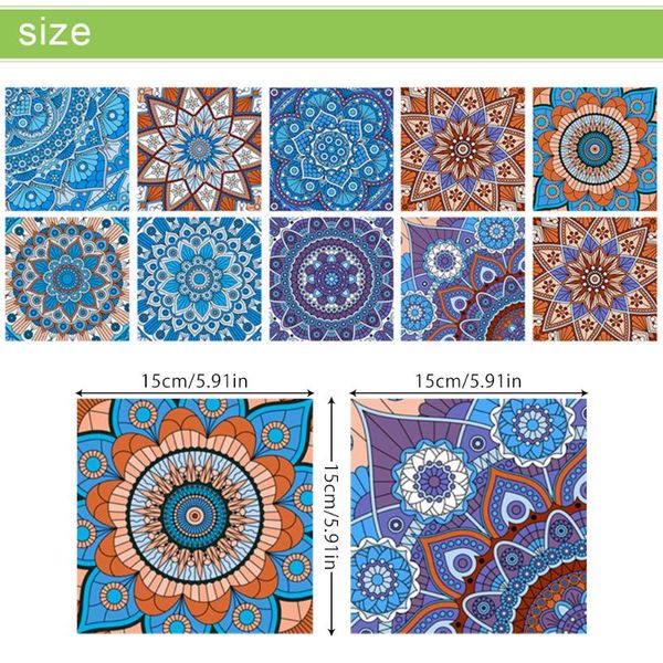 

wall stickers 10pcs pvc mandala home decor tile decals peel and stick bohemian style furniture self adhesive waterproof removable