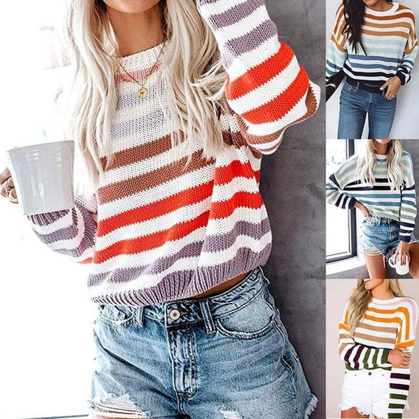 

women's sweaters 2021 fashion sweater women pullover elegant striped spring autumn knit female casual long sleeve woman, White;black