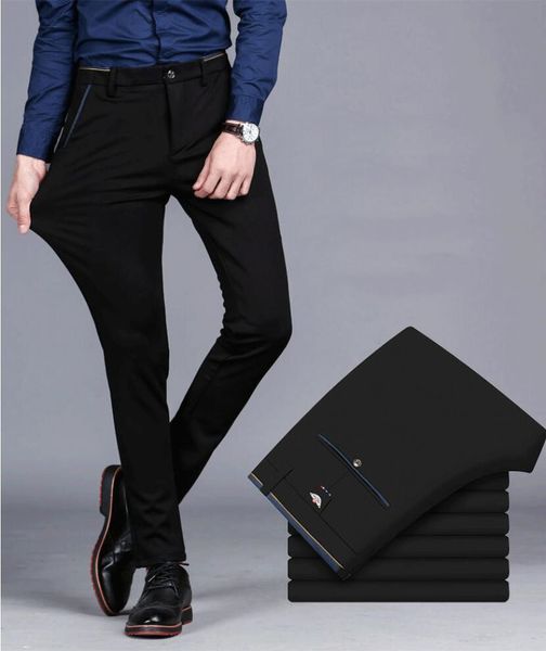 

2021 spring non-iron dress men classic pants fashion business chino pant male stretch slim fit elastic long casual black trouser