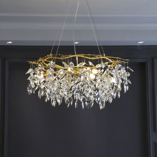 

2021 new decorao da casa ramo de rvore lustre luxo sala estar decorativa moderna cristais ouro lustres luminrias umwi