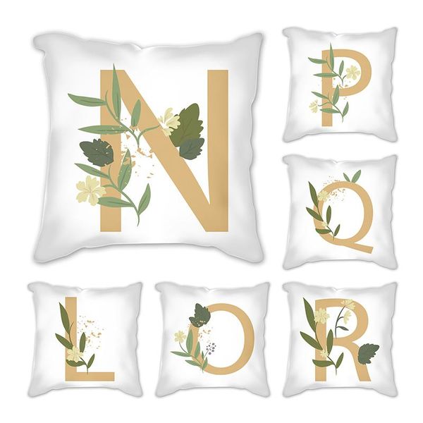 

cushion/decorative pillow cushion cover flower letter 45*45cm english alphabet white polyester decoration cojines decorativos sofa