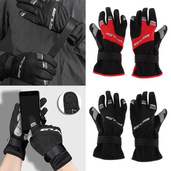 

cycling gloves anti slip mountain bike bicycle touch screen recognition full finger sports, Black