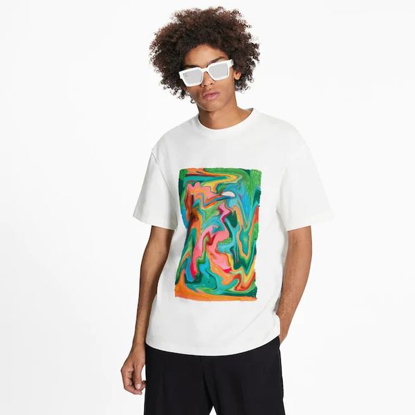 

21ss mens fashion t shirts casual summer new tees with animal oil painting printing hiphop t-shirts for womens, White;black