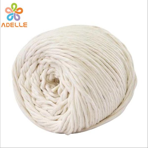 

3/4/5mm 100% cotton rope yarn 21s soft bright cream natural macrame diy tassel chunky shawl scarf hand knitting ing, Black;white