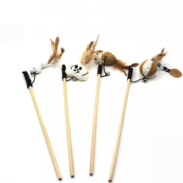 

cat toys cute design bird feather dog toy wooden stick toy for cats pets