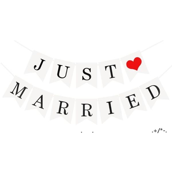 nuove forniture per feste Just Married Happy Birthday Bunting Banner Lettera Hanging Ghirlande Bandiere con corde pastello Baby Shower Decorazioni per matrimoni EWF5950